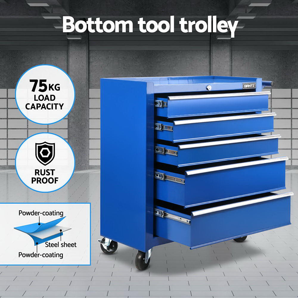Giantz 15 Drawers Tool Chest Trolley Toolbox 2-in-1 Storage Blue TB-15DR-105-BL