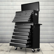 Giantz 16 Drawer Tool Box Cabinet Chest Trolley Toolbox Garage Storage Box TB-16DR-106-BK