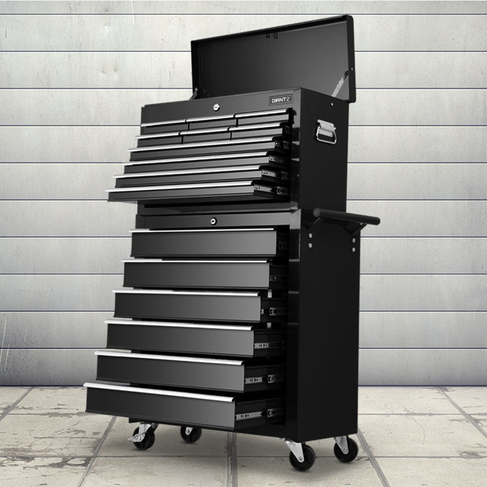 Giantz 16 Drawer Tool Box Cabinet Chest Trolley Toolbox Garage Storage Box TB-16DR-106-BK