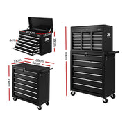 Giantz 16 Drawer Tool Box Cabinet Chest Trolley Toolbox Garage Storage Box TB-16DR-106-BK