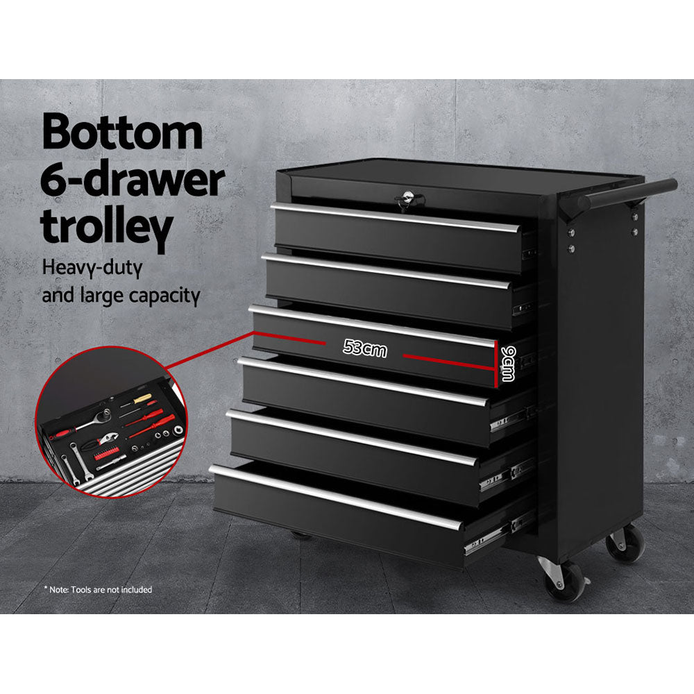 Giantz 16 Drawer Tool Box Cabinet Chest Trolley Toolbox Garage Storage Box TB-16DR-106-BK