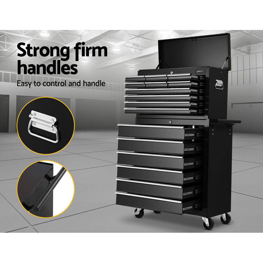 Giantz 16 Drawer Tool Box Cabinet Chest Trolley Toolbox Garage Storage Box TB-16DR-106-BK