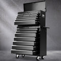 Giantz 16 Drawer Tool Box Cabinet Chest Trolley Toolbox Garage Storage Black TB-16DR-BK
