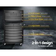 Giantz 16 Drawer Tool Box Cabinet Chest Trolley Toolbox Garage Storage Black TB-16DR-BK