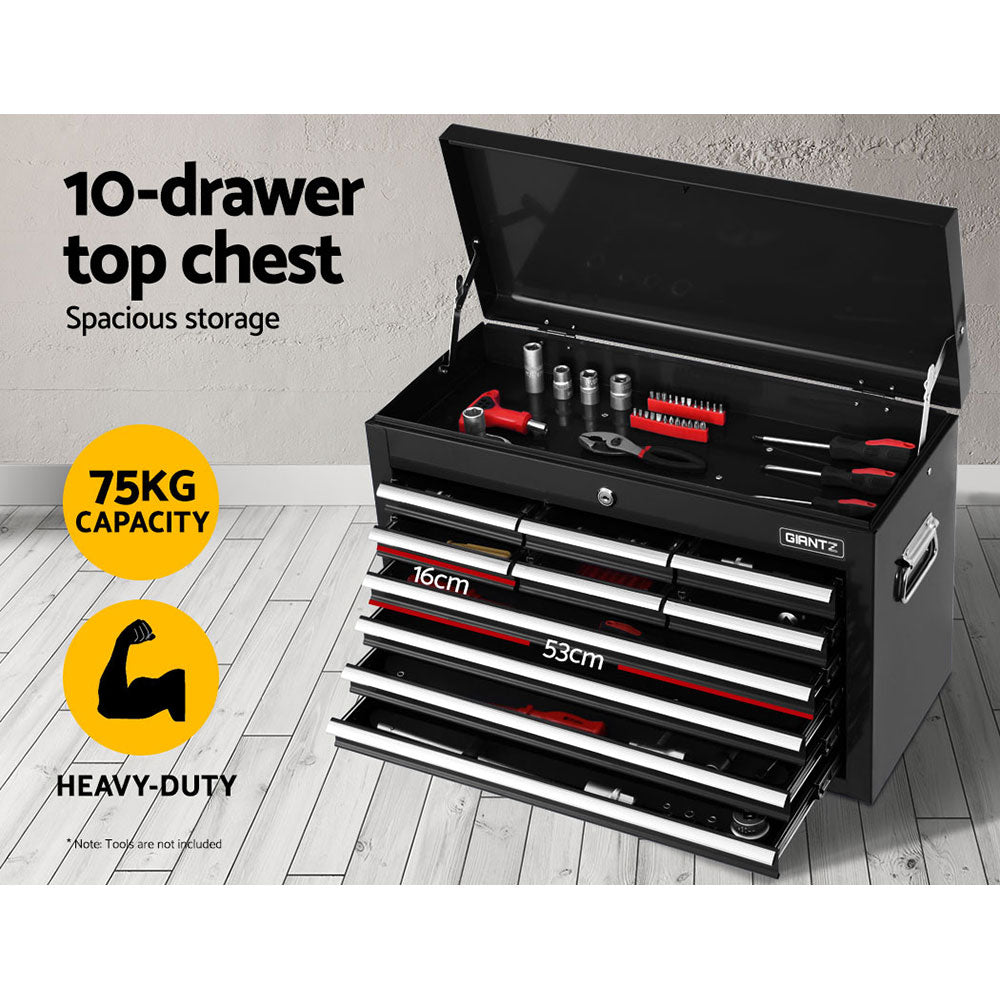 Giantz 17 Drawer Tool Box Cabinet Chest Trolley Toolbox Garage Storage Box Black TB-17DR-107-BK