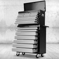 Giantz 17 Drawer Tool Box Cabinet Chest Trolley Toolbox Garage Storage Box Grey TB-17DR-107-BKGY