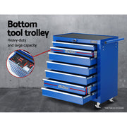 Giantz 17 Drawer Tool Box Cabinet Chest Trolley Toolbox Garage Storage Box Blue