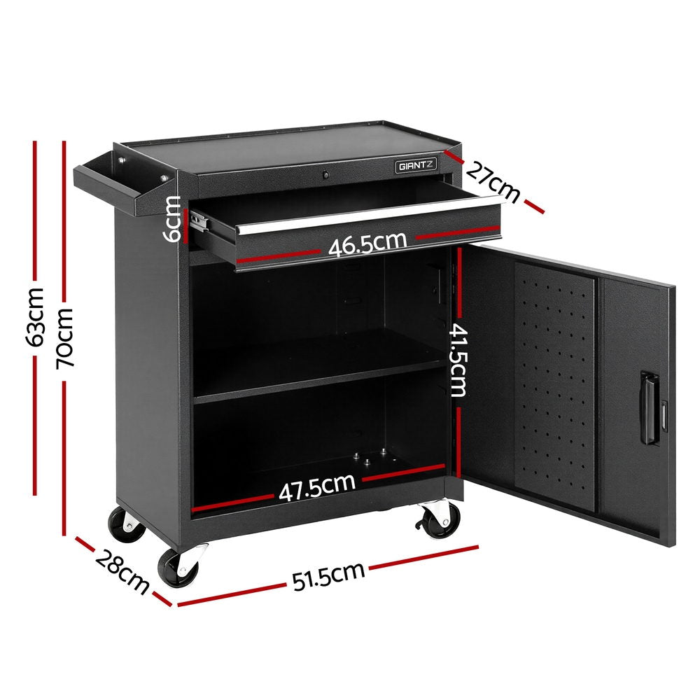 Giantz Tool Chest Trolley Cabinet Rolling Toolbox Garage Storage Tools organizer TB-1DR-DOOR-BK