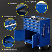Giantz 3 Drawer Tool Box Cabinet Chest Toolbox Garage Storage Organiser TB-3DR-DOOR-BL