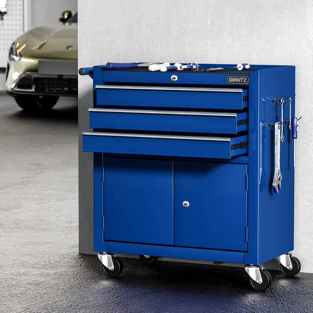 Giantz 3 Drawer Tool Box Cabinet Chest Toolbox Garage Storage Organiser TB-3DR-DOOR-BL