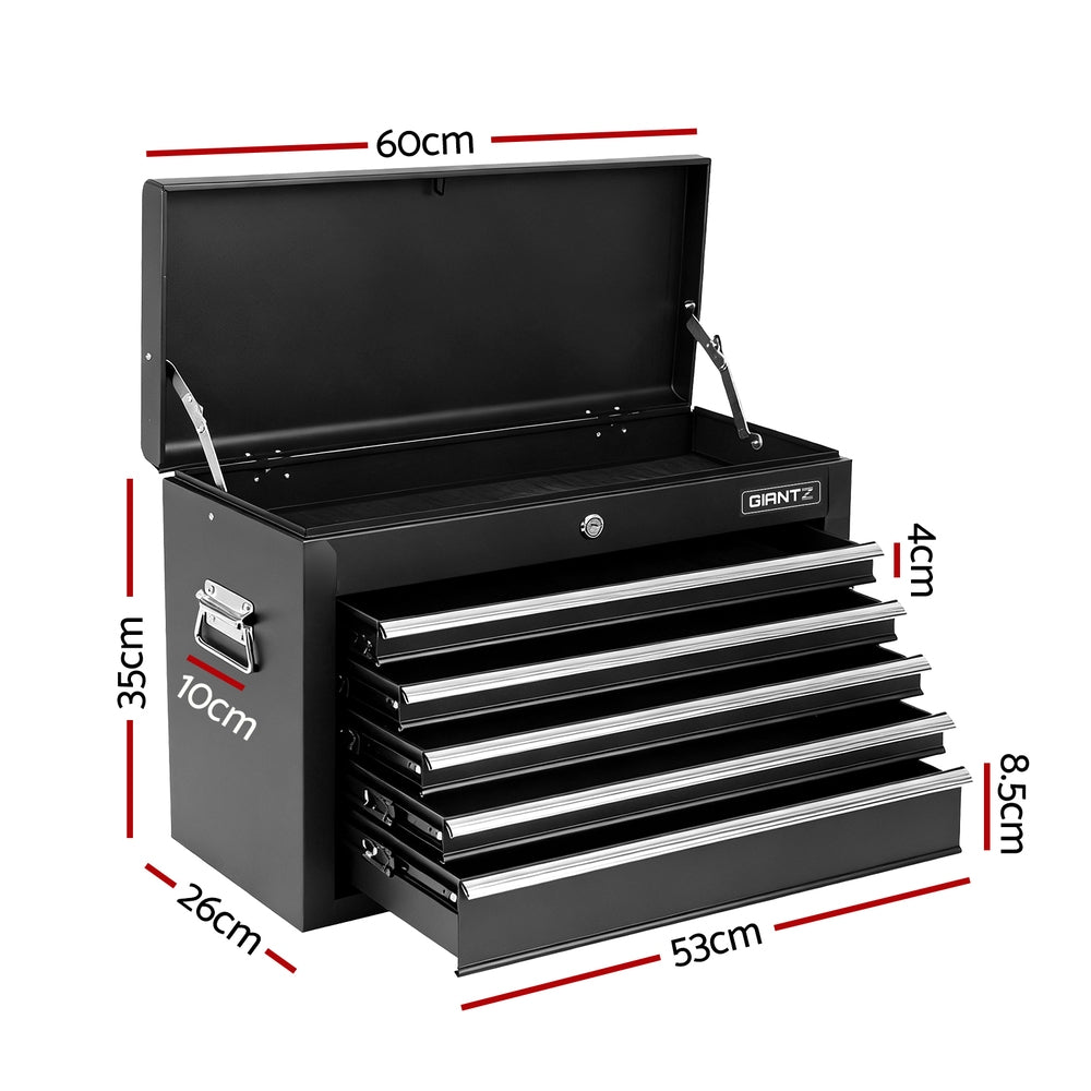GIANTZ 5 Drawer Tool Chest Box Cabinet Lockable Garage Storage Organiser Black TB-5DR-CHEST-BK