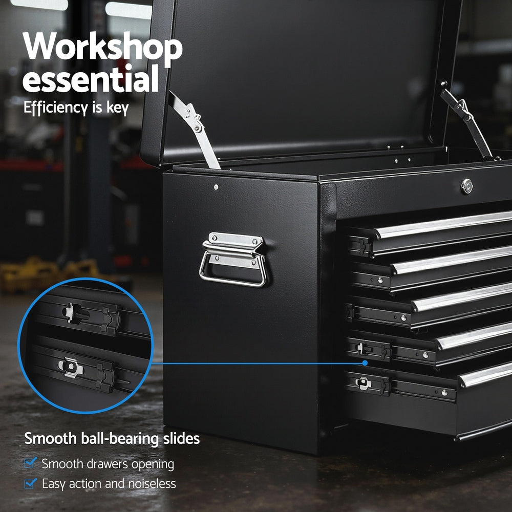 GIANTZ 5 Drawer Tool Chest Box Cabinet Lockable Garage Storage Organiser Black TB-5DR-CHEST-BK