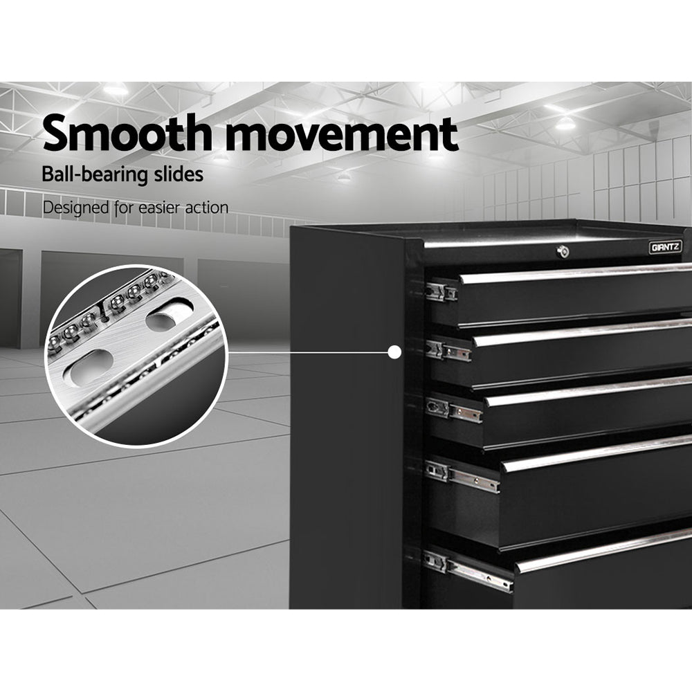 Giantz 5 Drawer Tool Box Cabinet Chest Trolley Box Garage Storage Toolbox Black TB-5DR-ROLL-BK