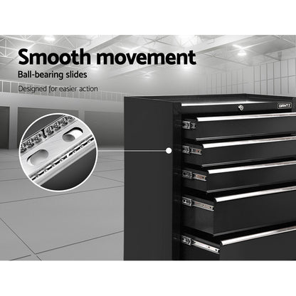 Giantz 5 Drawer Tool Box Cabinet Chest Trolley Box Garage Storage Toolbox Black TB-5DR-ROLL-BK