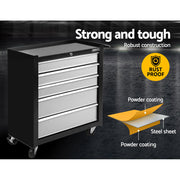 Giantz 5 Drawer Tool Box Cabinet Chest Trolley Box Garage Storage Toolbox Grey