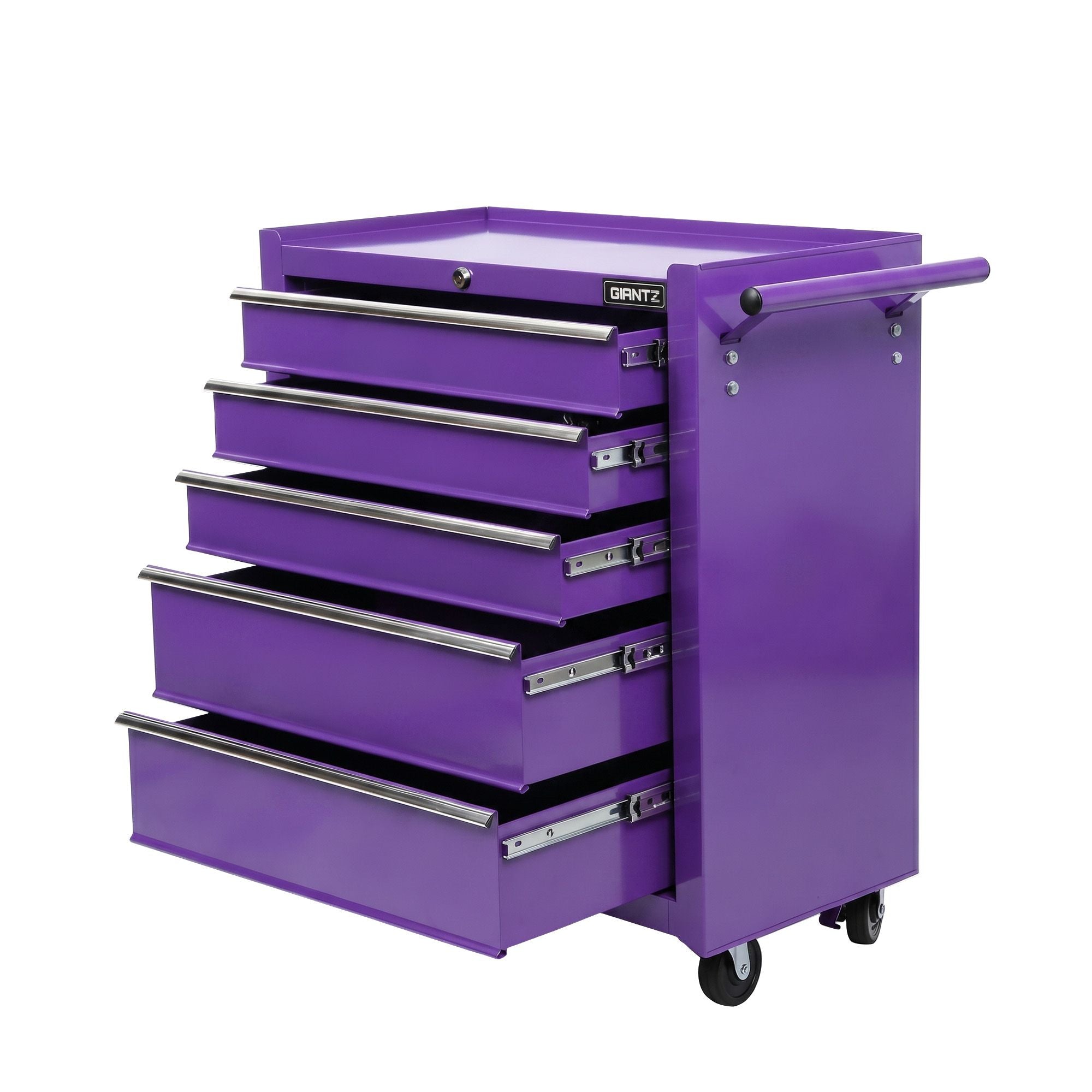 Giantz 5 Drawer Tool Chest Trolley Cabinet Toolbox Heavy Duty Garage Storage Organiser Purple TB-5DR-ROLL-PUR