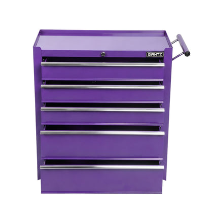 Giantz 5 Drawer Tool Chest Trolley Cabinet Toolbox Heavy Duty Garage Storage Organiser Purple TB-5DR-ROLL-PUR