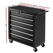 Giantz 6 Drawer Tool Box Cabinet Chest Trolley Cart Garage Toolbox Storage TB-6DR-ROLL-BK
