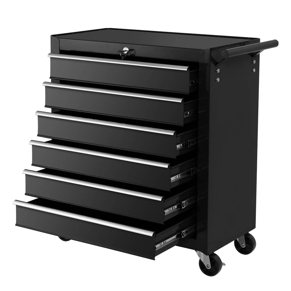 Giantz 6 Drawer Tool Box Cabinet Chest Trolley Cart Garage Toolbox Storage TB-6DR-ROLL-BK