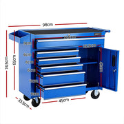 Giantz 6 Drawer Tool Chest Trolley Cabinet Cart Toolbox Storage Organiser Wheels TB-6DR-ROLL-CT-BL