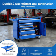 Giantz 6 Drawer Tool Chest Trolley Cabinet Cart Toolbox Storage Organiser Wheels TB-6DR-ROLL-CT-BL