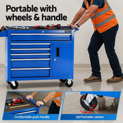 Giantz 6 Drawer Tool Chest Trolley Cabinet Cart Toolbox Storage Organiser Wheels TB-6DR-ROLL-CT-BL