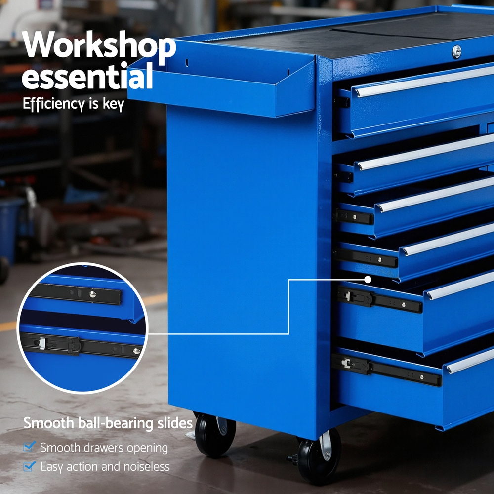 Giantz 6 Drawer Tool Chest Trolley Cabinet Cart Toolbox Storage Organiser Wheels TB-6DR-ROLL-CT-BL