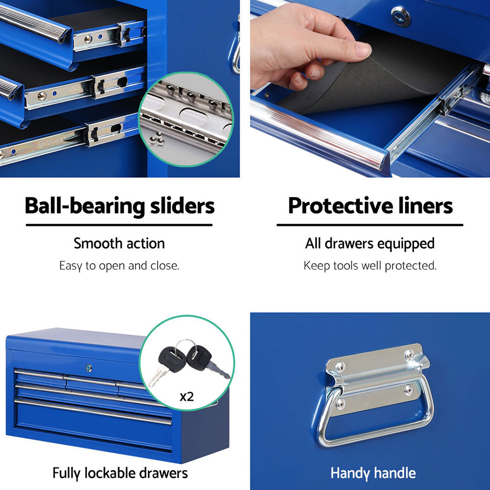Giantz 7 Drawer Tool Box Cabinet Chest Trolley Toolbox Garage Storage Blue TB-7D-BL