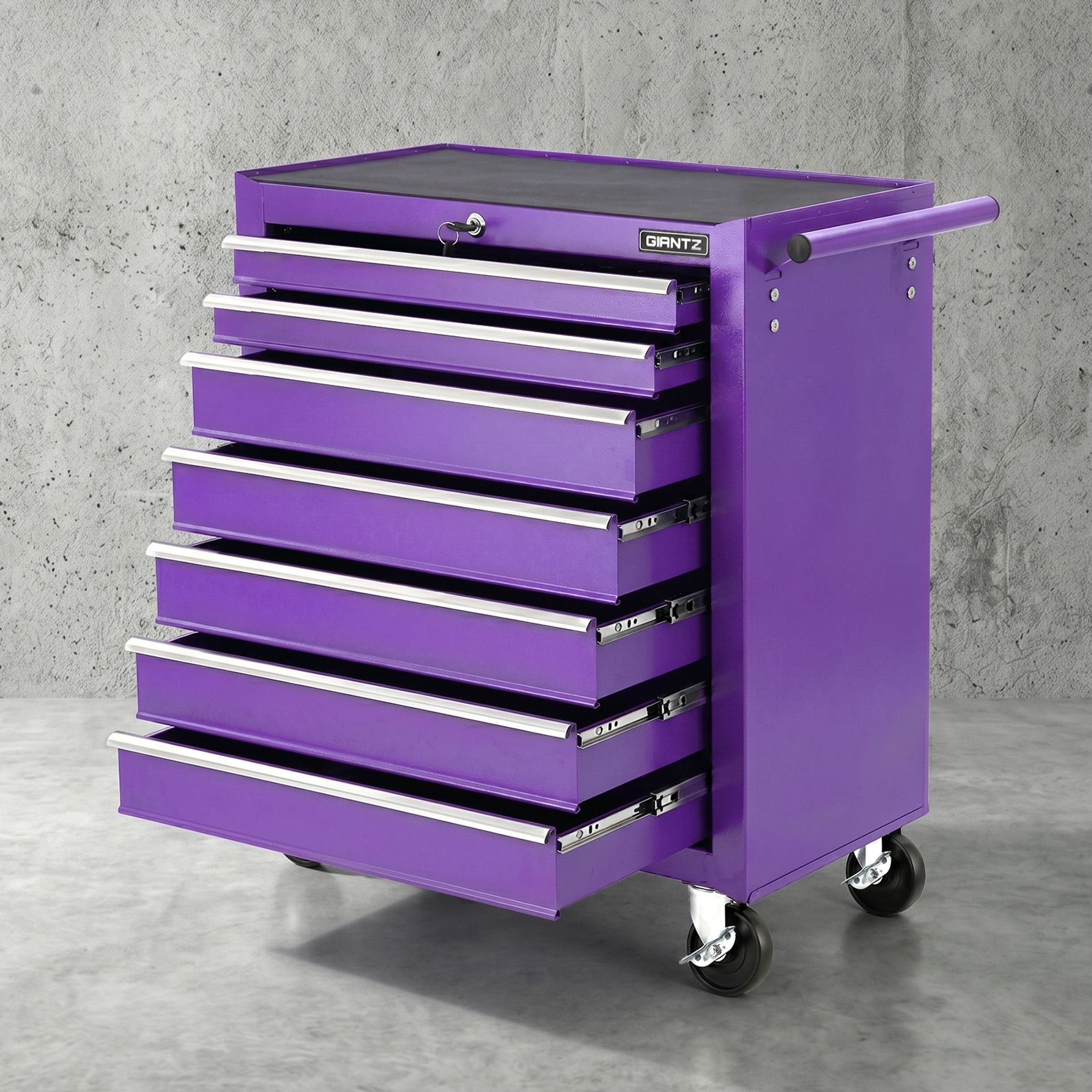 Giantz 7-Drawer Tool Chest Trolley Cabinet Toolbox Heavy Duty Garage Storage Organiser Purple TB-7DR-RL-PUR