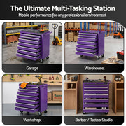 Giantz 7-Drawer Tool Chest Trolley Cabinet Toolbox Heavy Duty Garage Storage Organiser Purple TB-7DR-RL-PUR