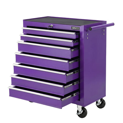 Giantz 7-Drawer Tool Chest Trolley Cabinet Toolbox Heavy Duty Garage Storage Organiser Purple TB-7DR-RL-PUR