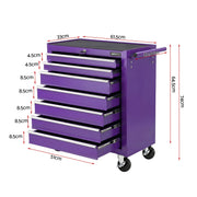 Giantz 7-Drawer Tool Chest Trolley Cabinet Toolbox Heavy Duty Garage Storage Organiser Purple TB-7DR-RL-PUR