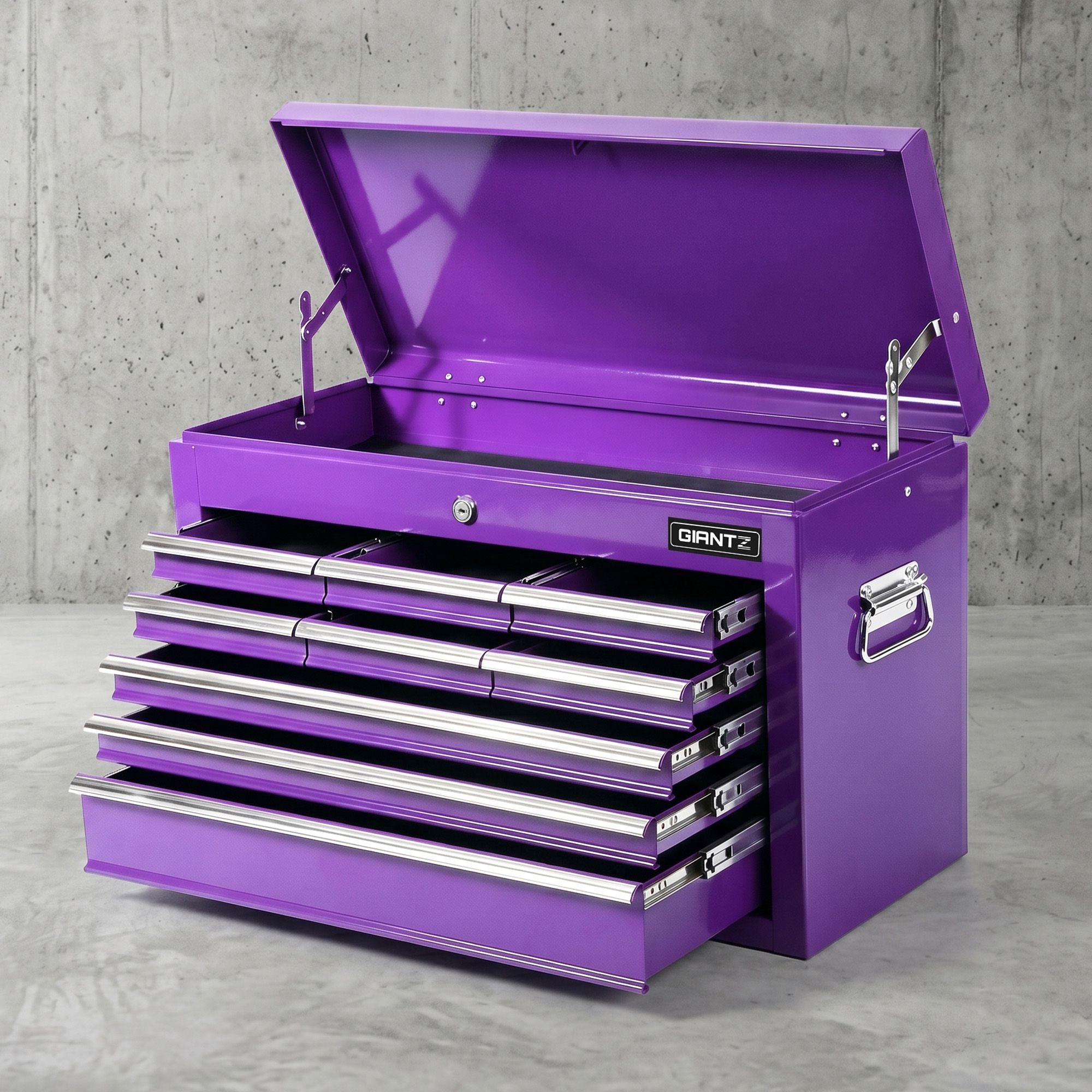 Giantz 9-Drawer Tool Cabinet Chest Toolbox Heavy Duty Garage Storage Organiser Purple TB-9DR-CHEST-PUR