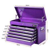 Giantz 9-Drawer Tool Cabinet Chest Toolbox Heavy Duty Garage Storage Organiser Purple TB-9DR-CHEST-PUR