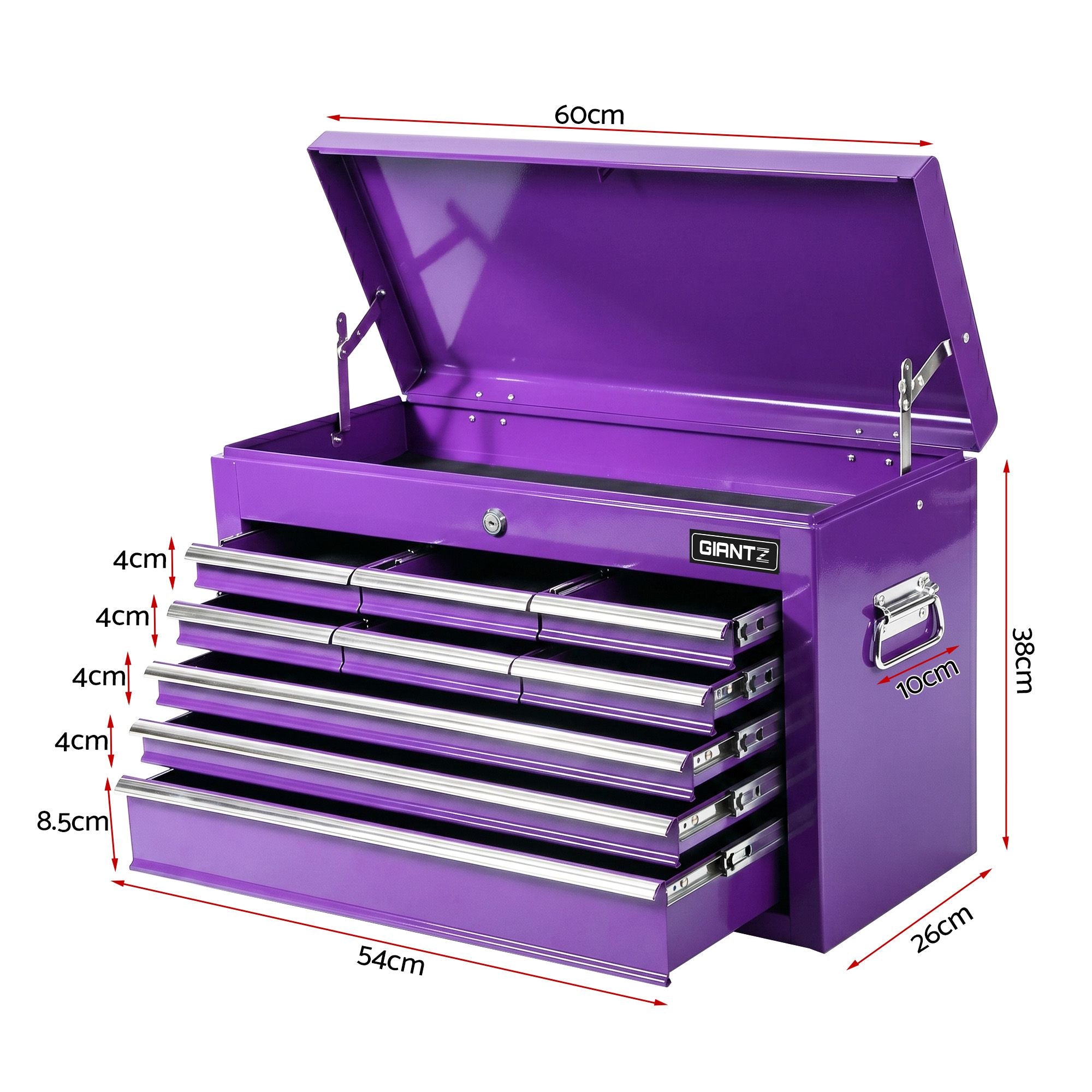 Giantz 9-Drawer Tool Cabinet Chest Toolbox Heavy Duty Garage Storage Organiser Purple TB-9DR-CHEST-PUR