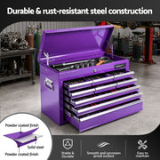 Giantz 9-Drawer Tool Cabinet Chest Toolbox Heavy Duty Garage Storage Organiser Purple TB-9DR-CHEST-PUR
