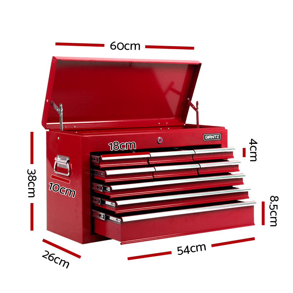 Giantz 9 Drawer Tool Box Cabinet Chest Toolbox Storage Garage Organiser Red TB-9DR-CHEST-RED