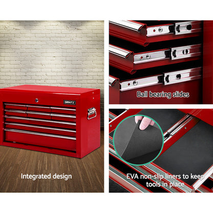 Giantz 9 Drawer Tool Box Cabinet Chest Toolbox Storage Garage Organiser Red TB-9DR-CHEST-RED