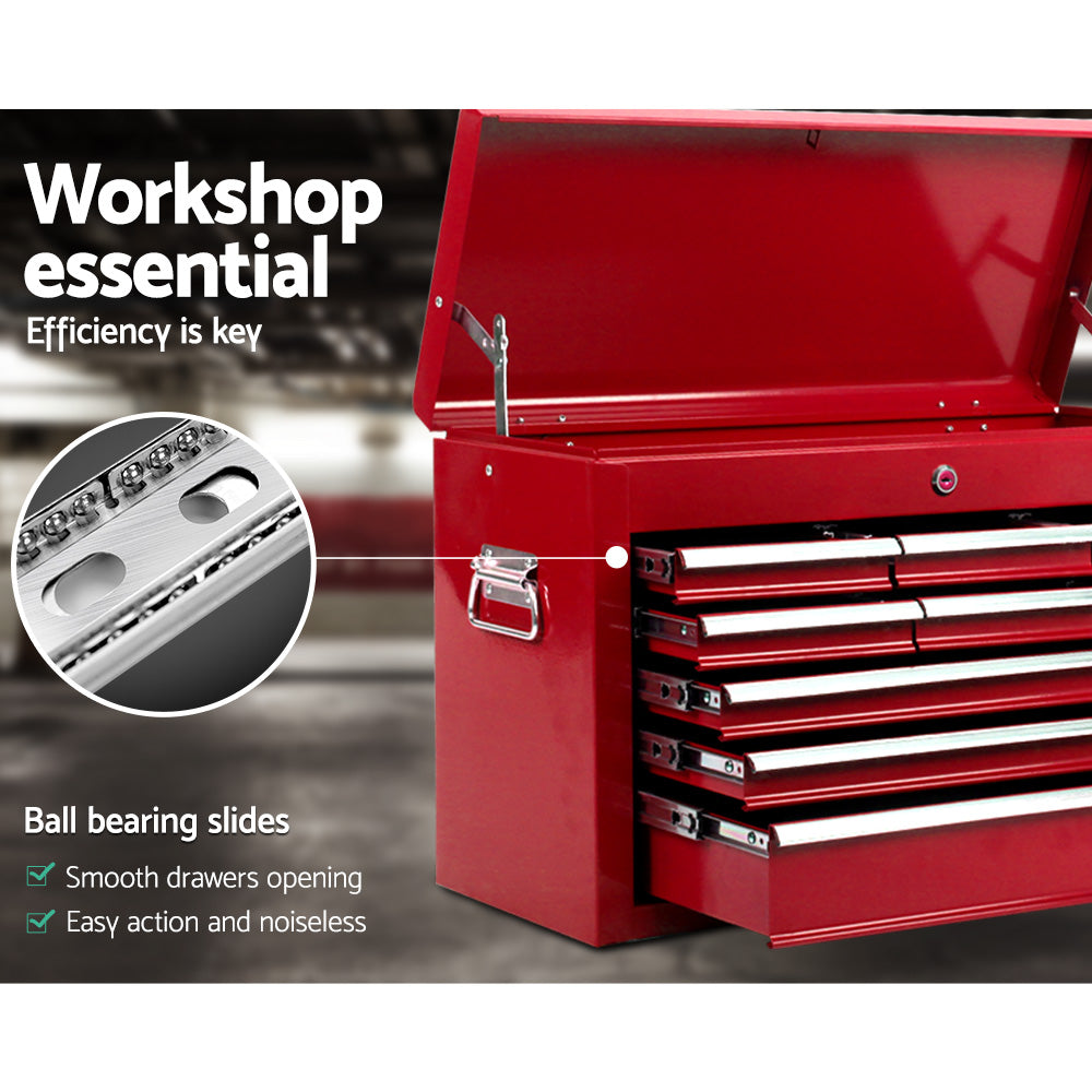 Giantz 9 Drawer Tool Box Cabinet Chest Toolbox Storage Garage Organiser Red TB-9DR-CHEST-RED