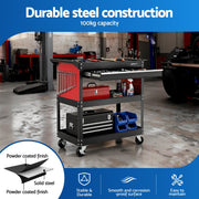 Giantz Tool Trolley Cart Rolling Cabinet with Drawer Workshop Garage Storage TB-CART-DW-BK