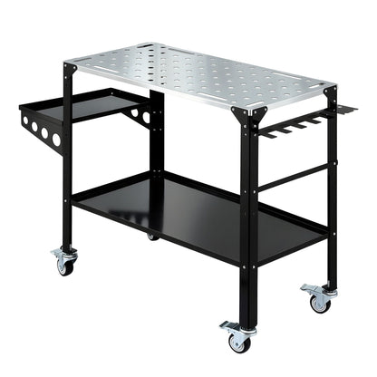 Giantz Welding Table Cart with Tool Storage 130KG Capacity Mobile Workstation TB-WT-1057-BK
