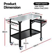 Giantz Welding Table Cart with Tool Storage 130KG Capacity Mobile Workstation TB-WT-1057-BK