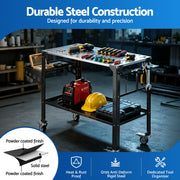 Giantz Welding Table Cart with Tool Storage 130KG Capacity Mobile Workstation TB-WT-1057-BK