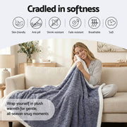 Giselle 152x203cm Throw Blanket Double-Sided Fleece Lightweight For Sofa Couch Bed Queen TBLANKET-DUAL-203-BU