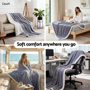 Giselle 152x203cm Throw Blanket Double-Sided Fleece Lightweight For Sofa Couch Bed Queen TBLANKET-DUAL-203-BU