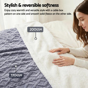Giselle 152x203cm Throw Blanket Double-Sided Fleece Lightweight For Sofa Couch Bed Queen TBLANKET-DUAL-203-BU