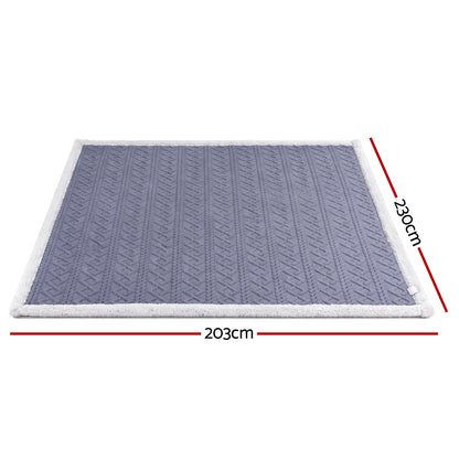 Giselle 203x230cm Throw Blanket Double-Sided Fleece Lightweight For Sofa Couch Bed TBLANKET-DUAL-230-BU