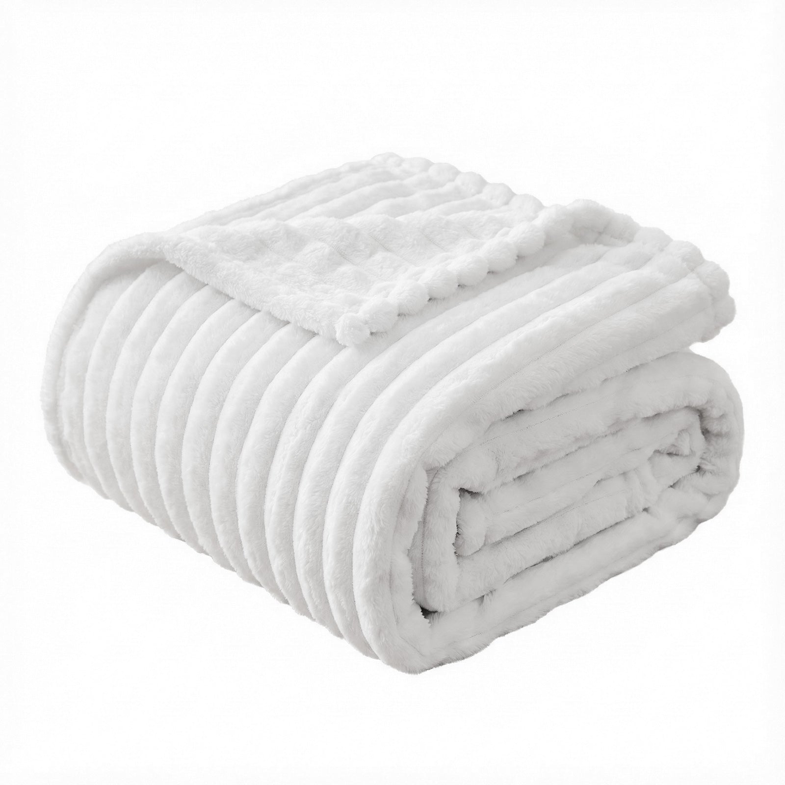 Giselle 127x152cm Throw Blanket Fleece Soft Lightweight Cozy Sofa Couch Bed Throw TBLANKET-SFF-152-WH