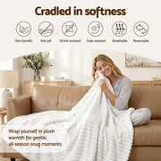 Giselle 127x152cm Throw Blanket Fleece Soft Lightweight Cozy Sofa Couch Bed Throw TBLANKET-SFF-152-WH
