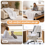 Giselle 127x152cm Throw Blanket Fleece Soft Lightweight Cozy Sofa Couch Bed Throw TBLANKET-SFF-152-WH